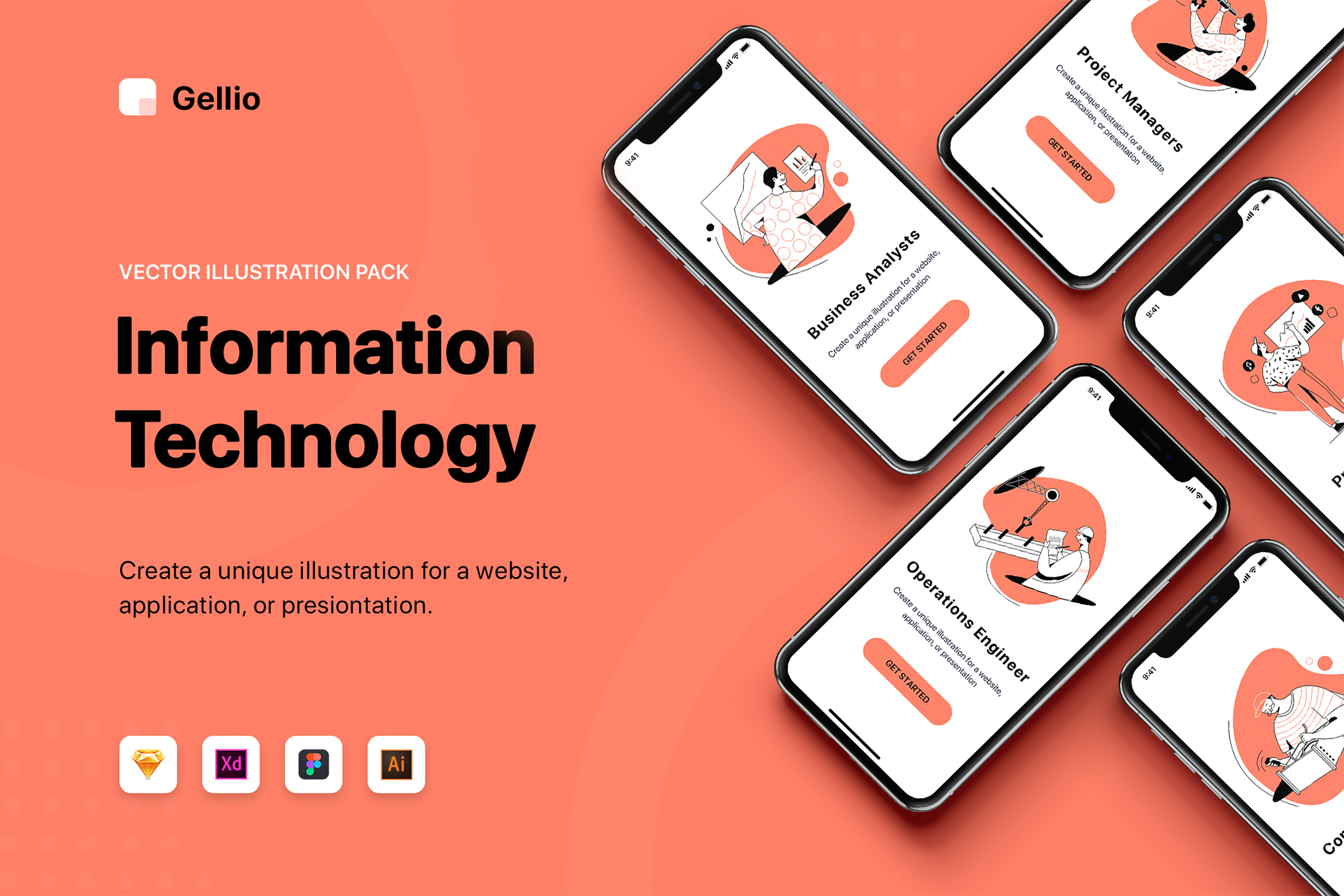 素材库下午茶:信息技术主题矢量插画合集插图