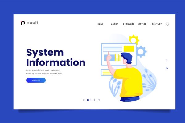 系统信息主题网站设计矢量插画素材 System Information Web Header PSD and AI Vector