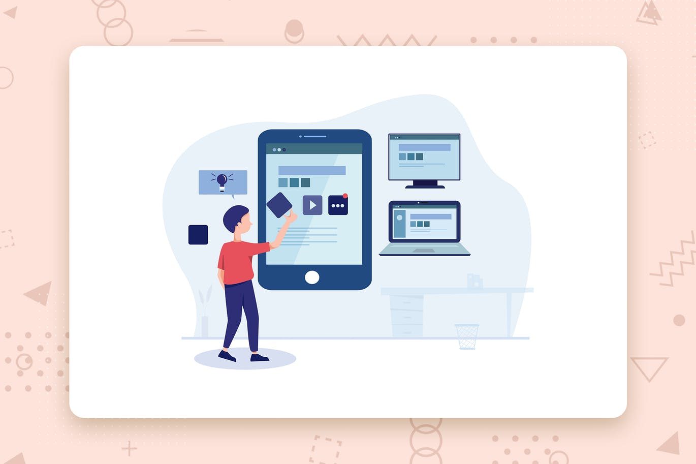 UX/UI设计主题扁平设计风格矢量概念插画 UX Ui Design flat vector illustration concept插图