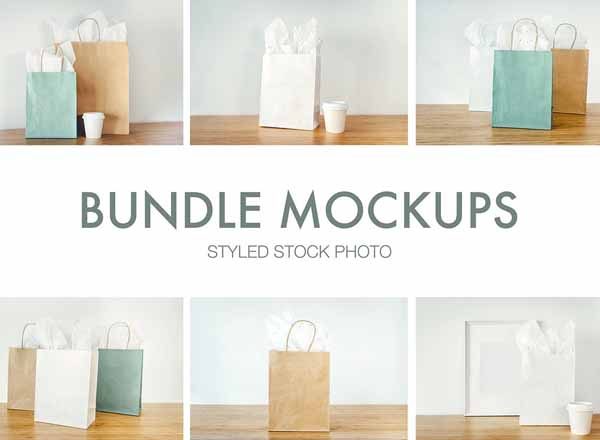 购物袋跟杯子Mockups下载[JPG]