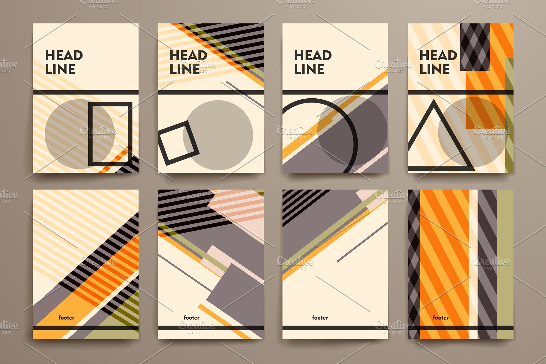 抽象图形背景小册子模板 Set of Beautiful Brochures插图(2)