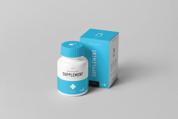 营养补充剂罐和药盒包装样机8 Supplement Jar &amp; Box Mock-up 8