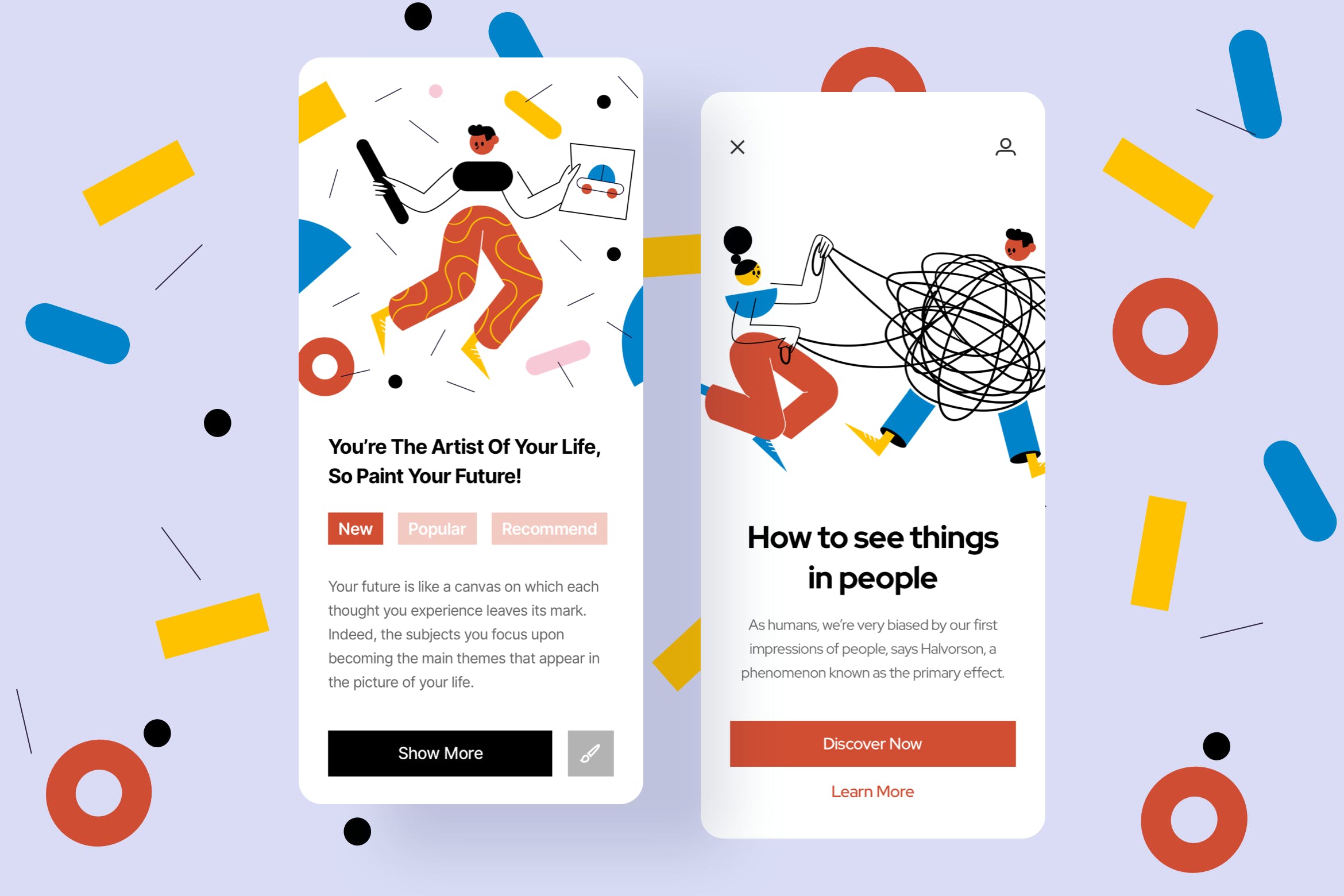 创意绘画主题APP界面设计矢量插画素材 Drawing Mobile Interface Illustrations插图