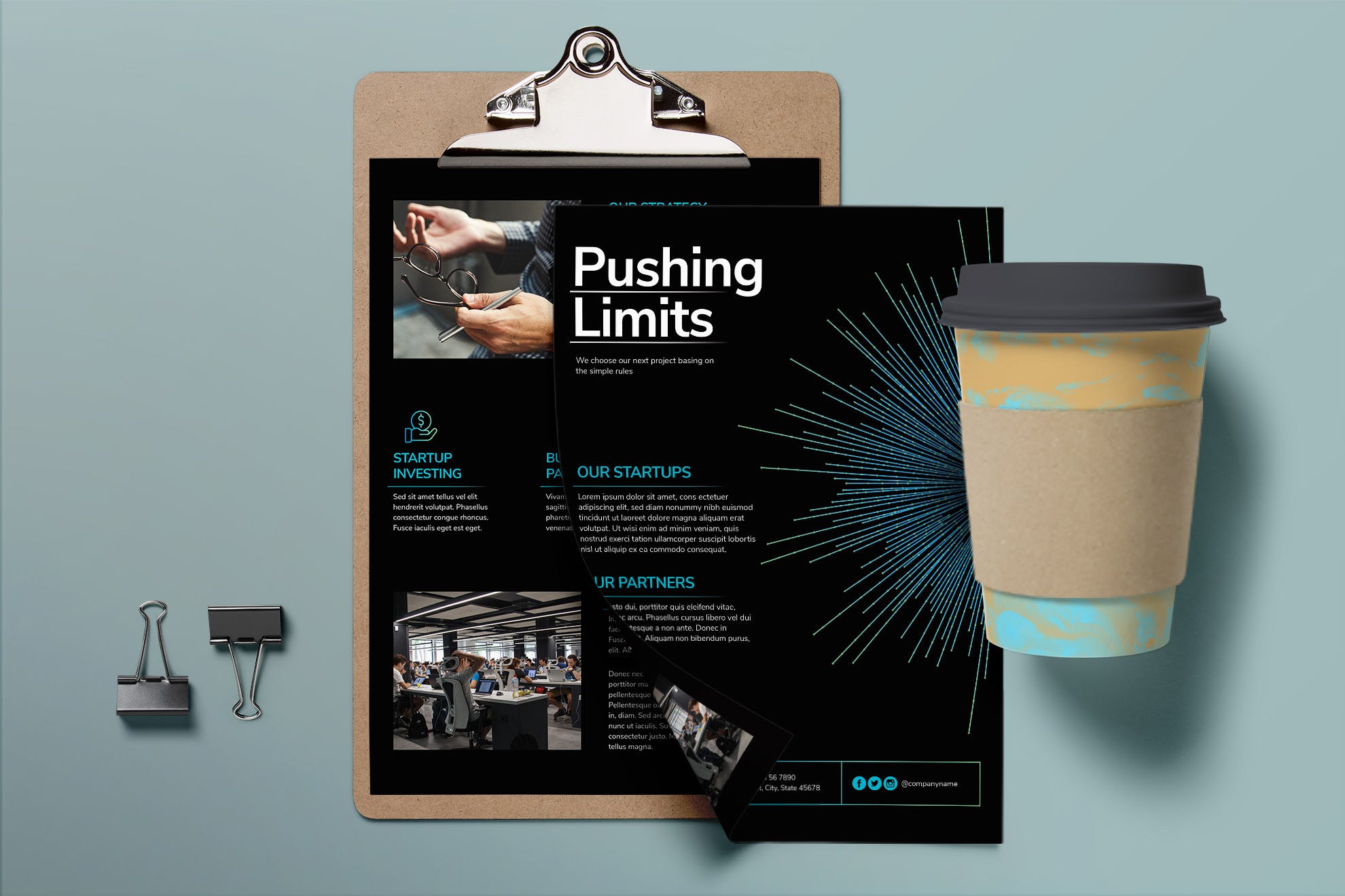 信息科技公司简介海报传单设计模板 Tech Startup Flyer插图(2)