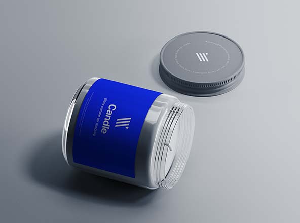 玻璃蜡烛罐外观设计图展示素材库精选模板 Glass Candle Jar Mockup