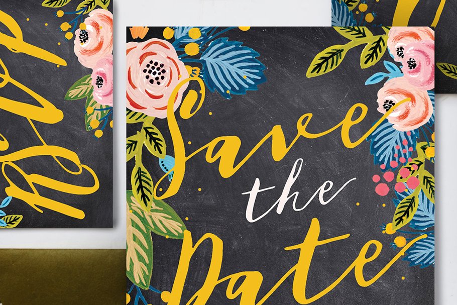 雅黑格调花卉婚礼设计套件 Black Floral Wedding Suite插图