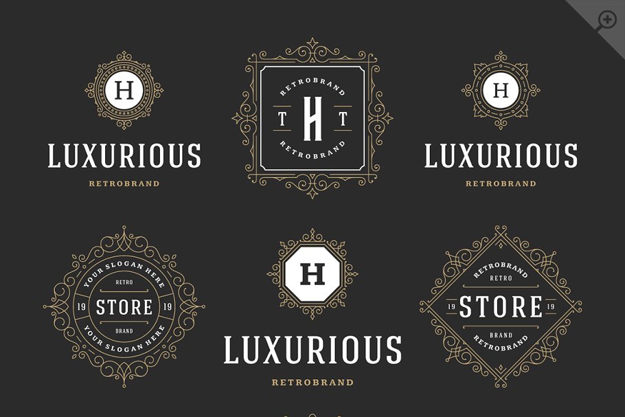 250款字母饰品组合装饰Logo模板 250 ornaments logos & monograms插图(4)