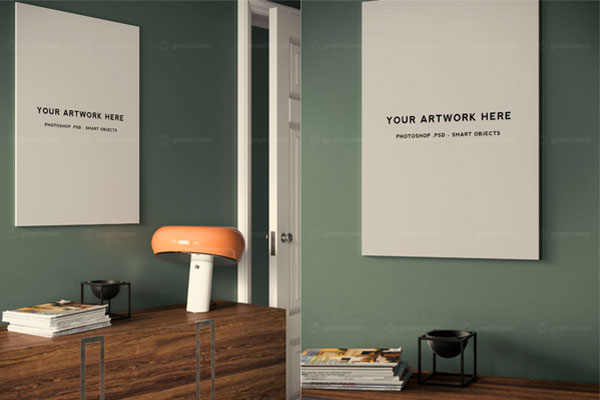 无框架A1海报室内场景样机插图