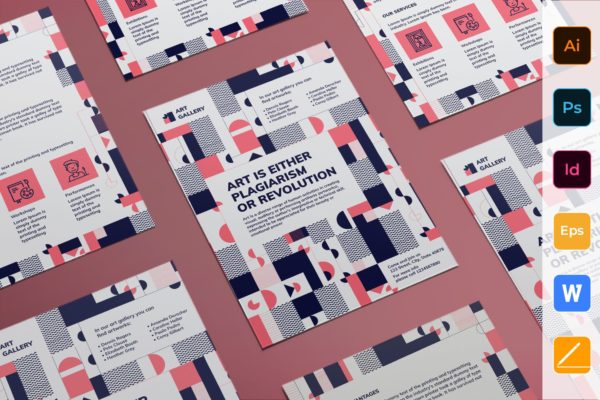 抽象创意艺术设计风格海报设计模板 Art Gallery Flyer