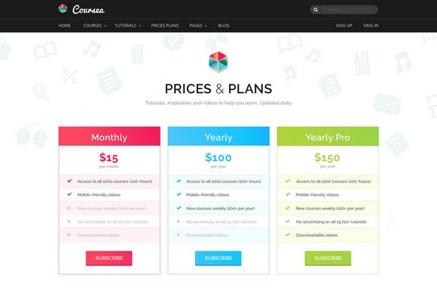 在线教育&线上培训网站PSD模板 Coursea – Online Tutorials & Courses Template插图(9)