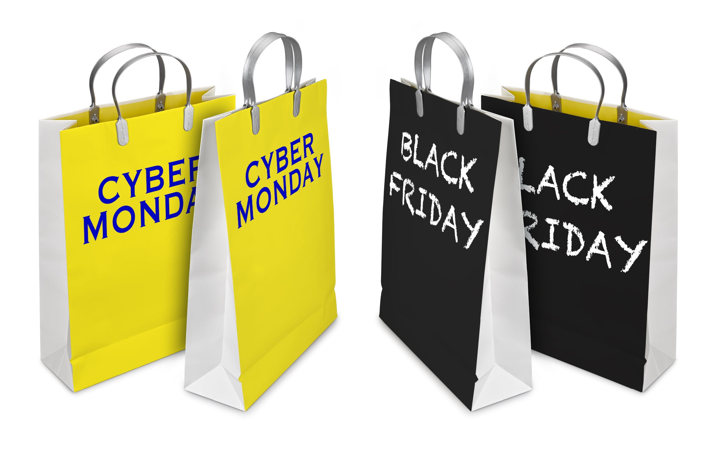网络星期一&黑色星期五促销日购物袋设计样机02 Business days mockup_02插图