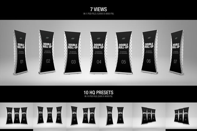 双层易拉宝Banner海报设计样机模板 Dual Roll-up Banner Mock-up插图(1)