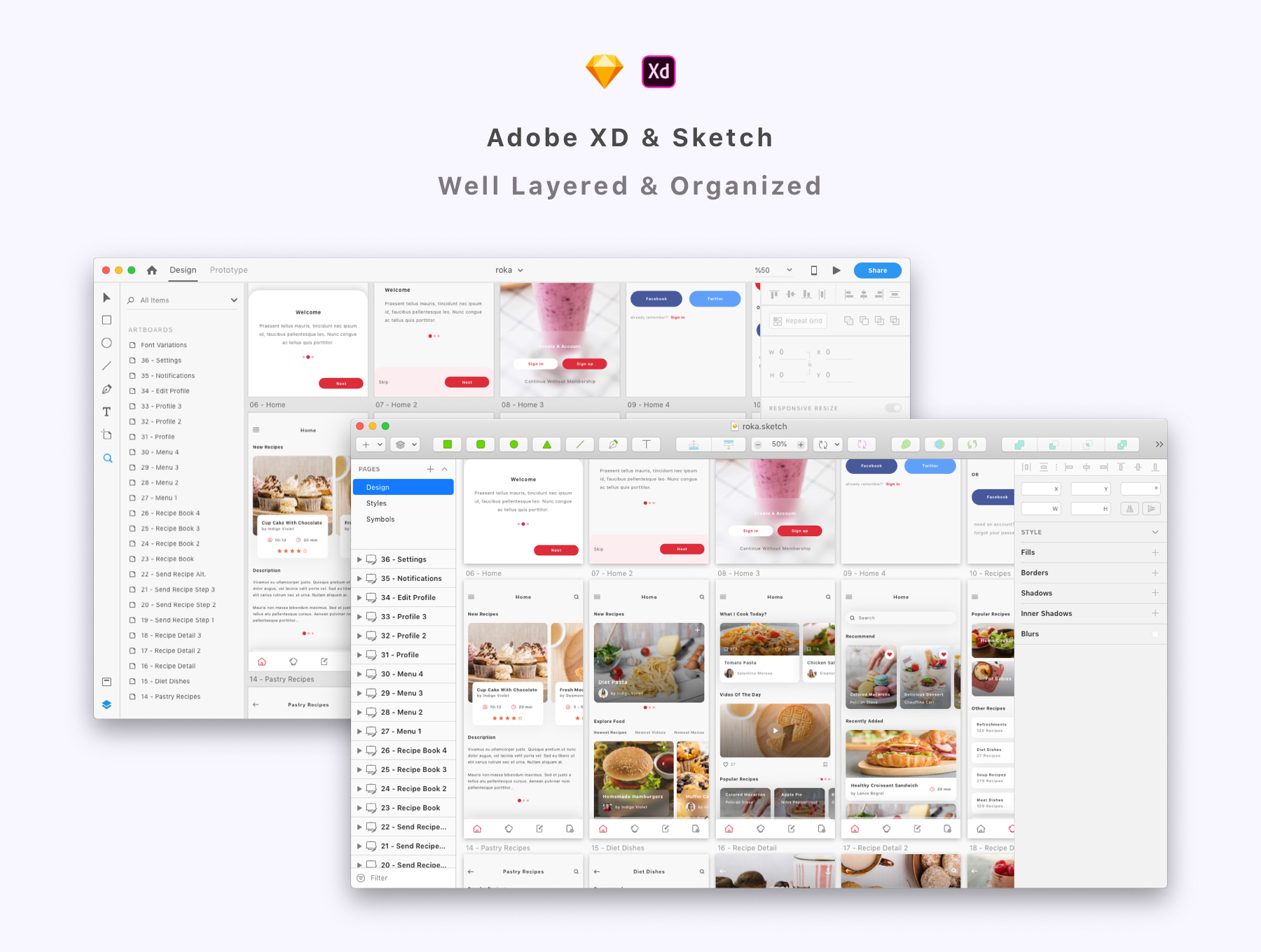 素材库下午茶：美食社交订餐点餐类APP UI KIT套装模板下载 app设计app界面设计Sketch素材Sketch模板 [Sketch,XD]插图(1)