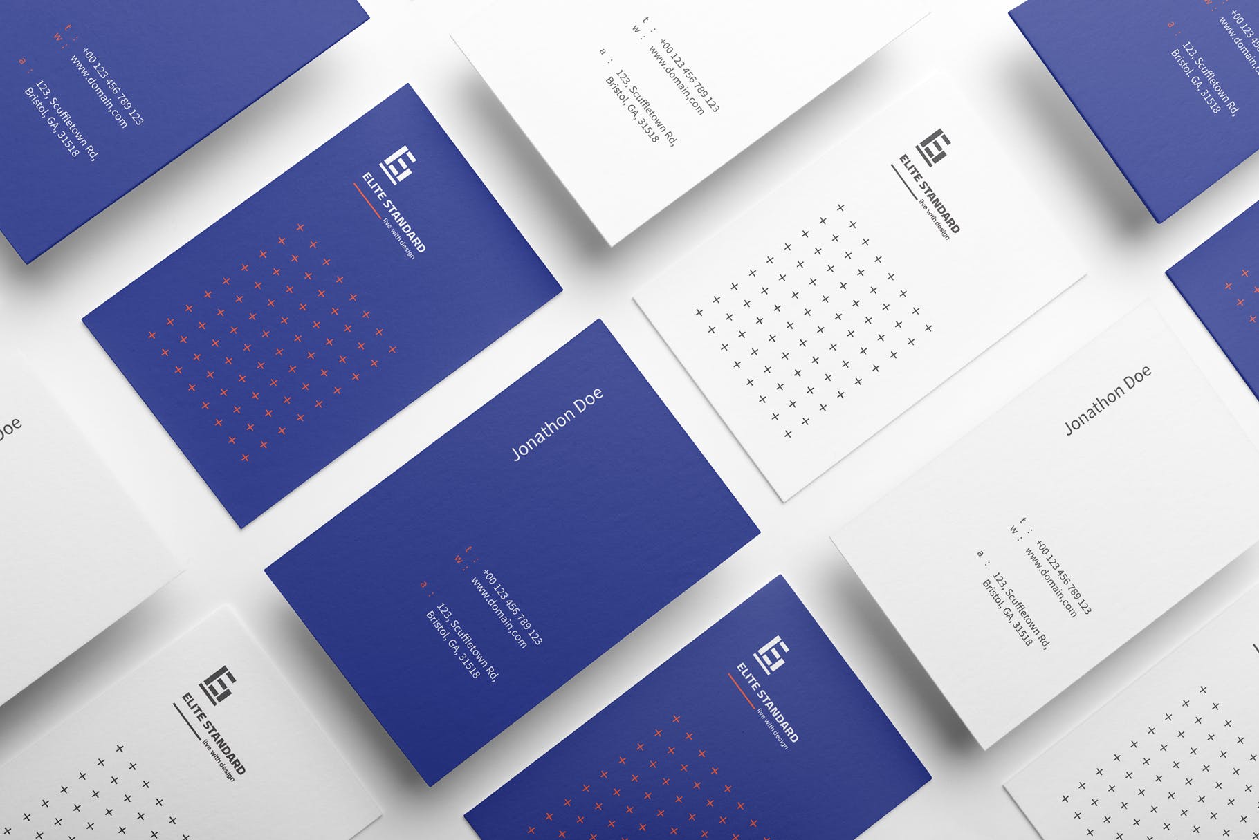 十字底纹单色设计风格高端名片模板 creator Business card插图(1)