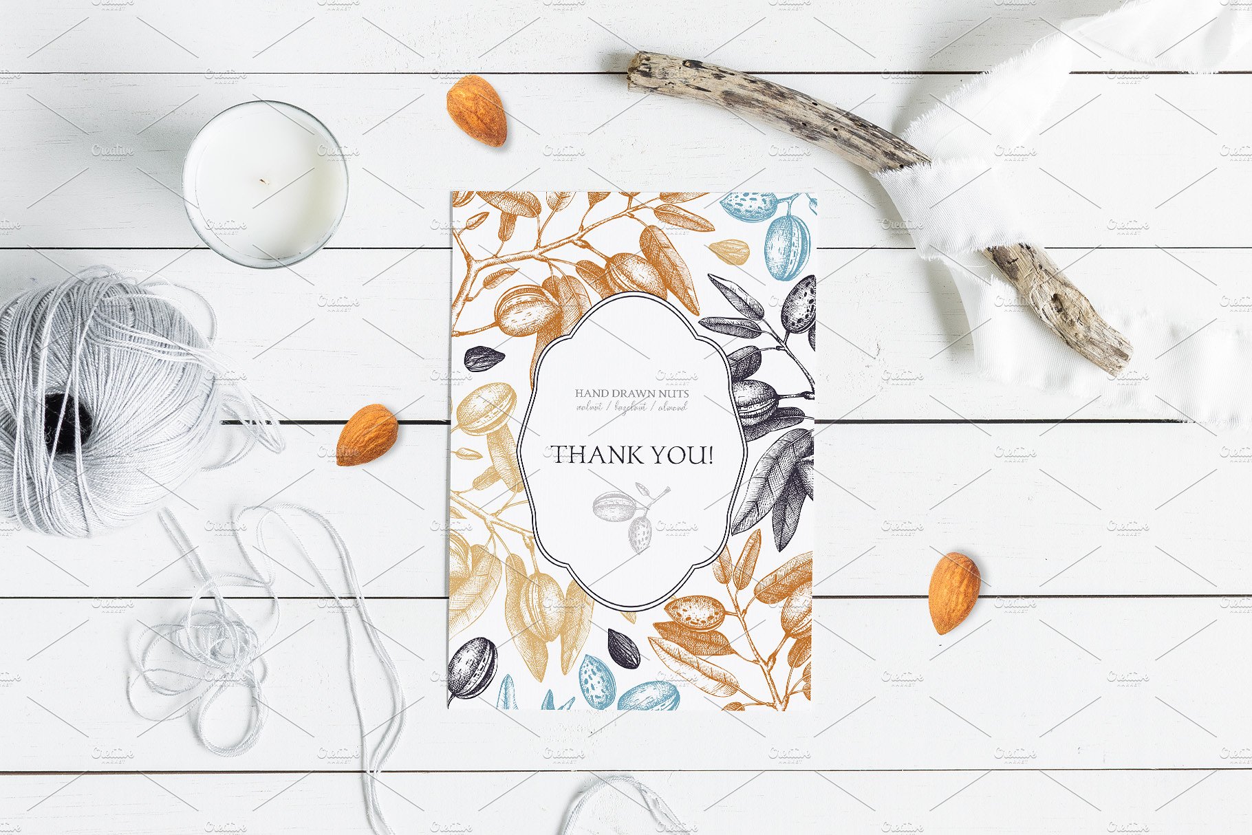 杏仁/榛子/核桃矢量插画套装 Vector Almond, Hazelnut & Walnut Set插图(9)