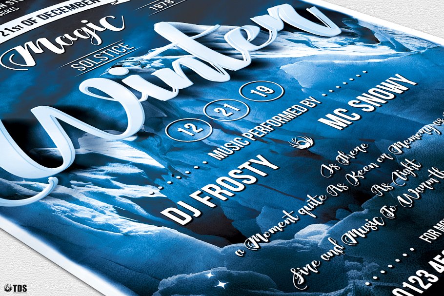 冬季主题冰山图案海报设计PSD模板v1 Winter Season Flyer PSD V1插图(5)