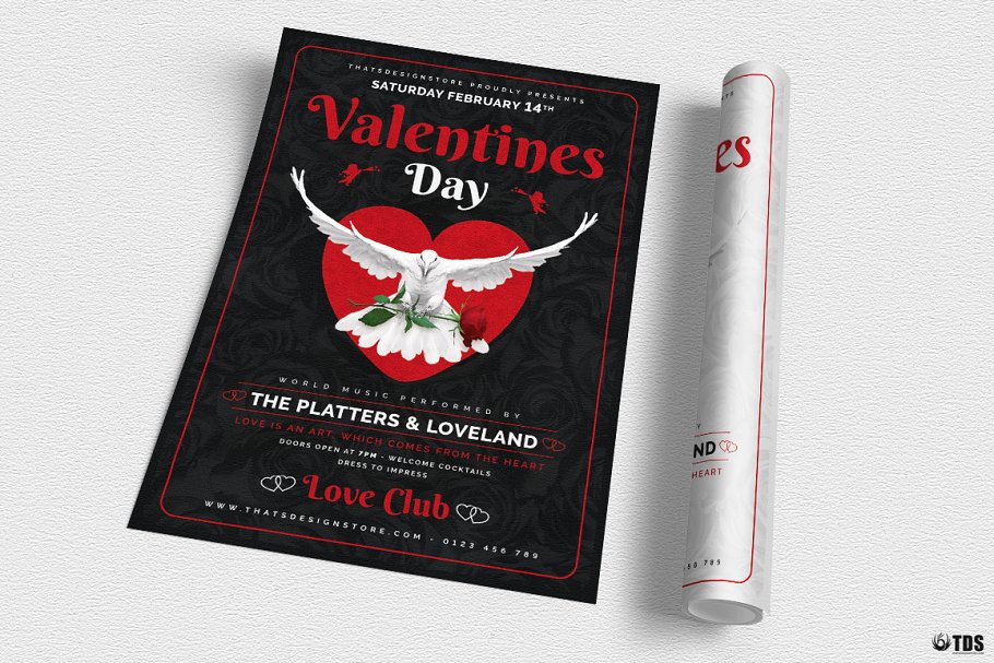 情人节主题传单PSD模板v13 Valentines Day Flyer PSD V13插图(2)