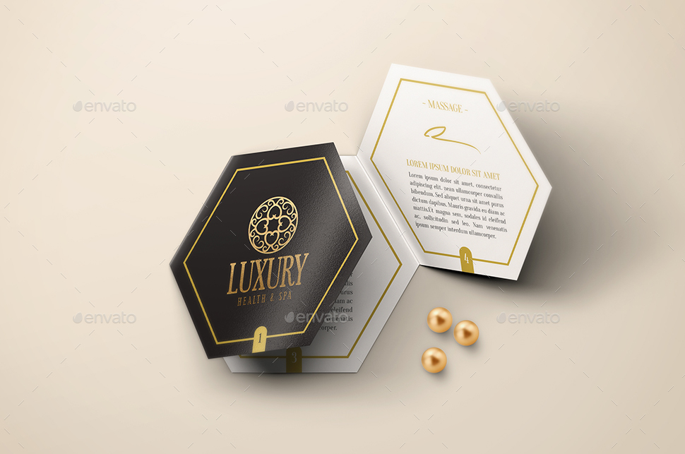 六边形折页宣传小册样机 Hexahedron Trifold Brochure Mock-Up插图(8)