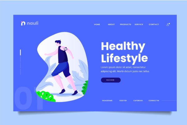 健康生活方式主题网站设计矢量插画素材 Healthy Lifestyle Web Header PSD and AI Vector
