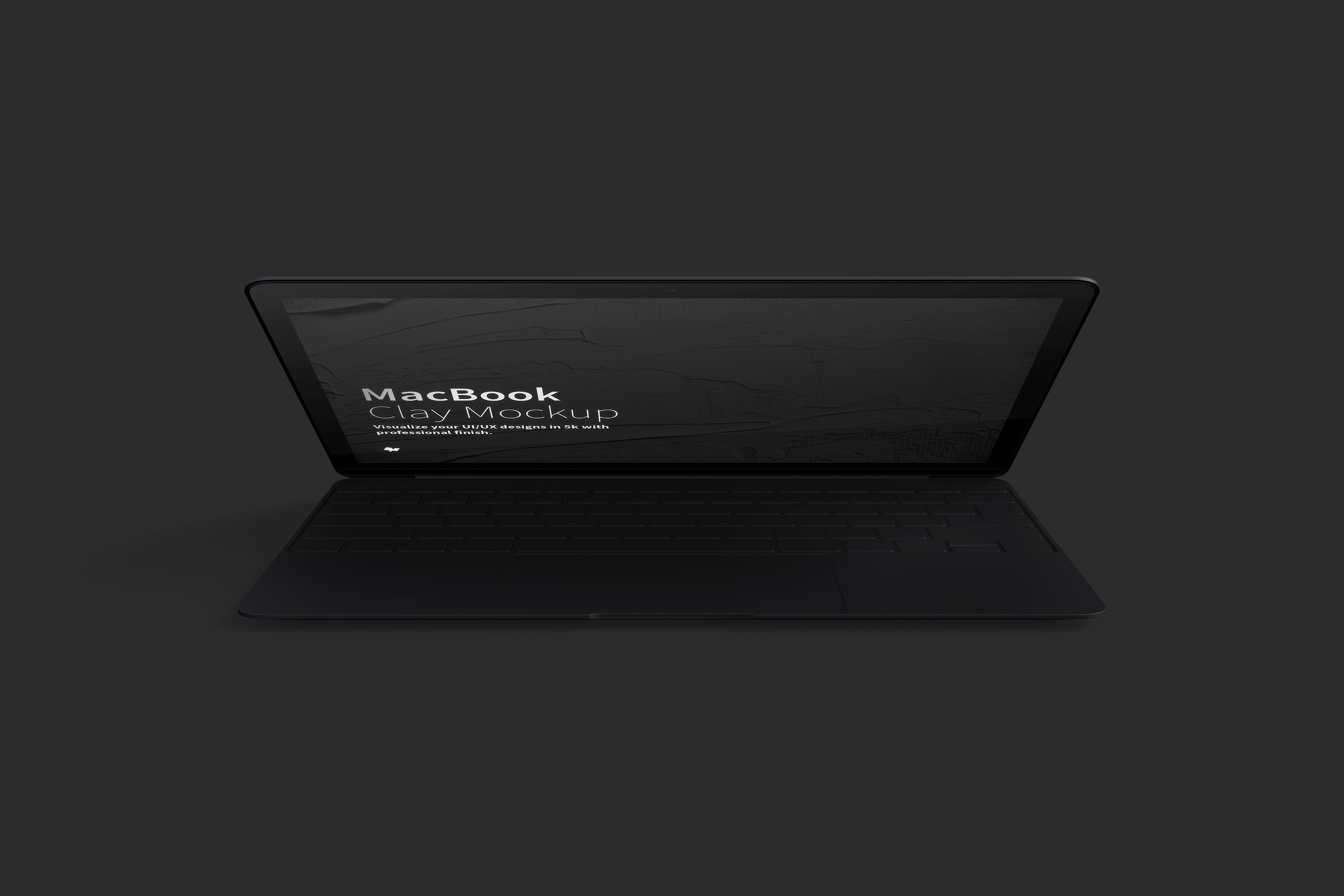 MacBook笔记本电脑前视图黏土样机02 Clay MacBook Mockup, Front View 02插图(3)