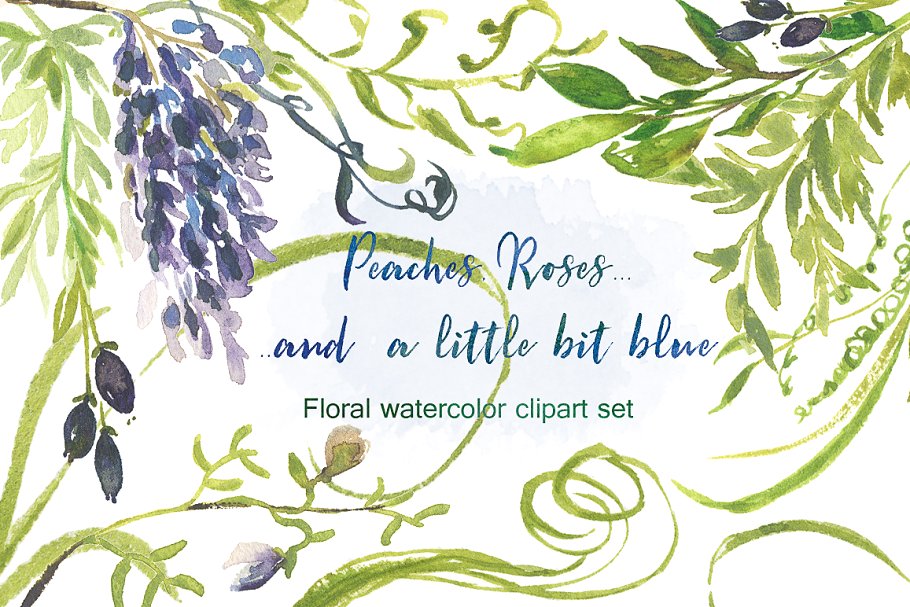 桃色和金色玫瑰水彩剪贴画 Peaches Roses and gold watercolor插图(3)