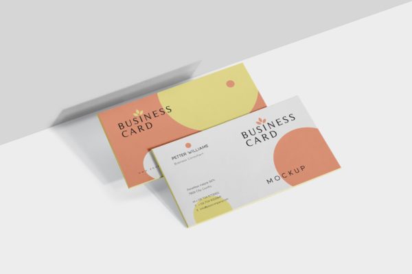 创意企业名片设计阴影效果图素材库精选 Business Card Mock-Ups