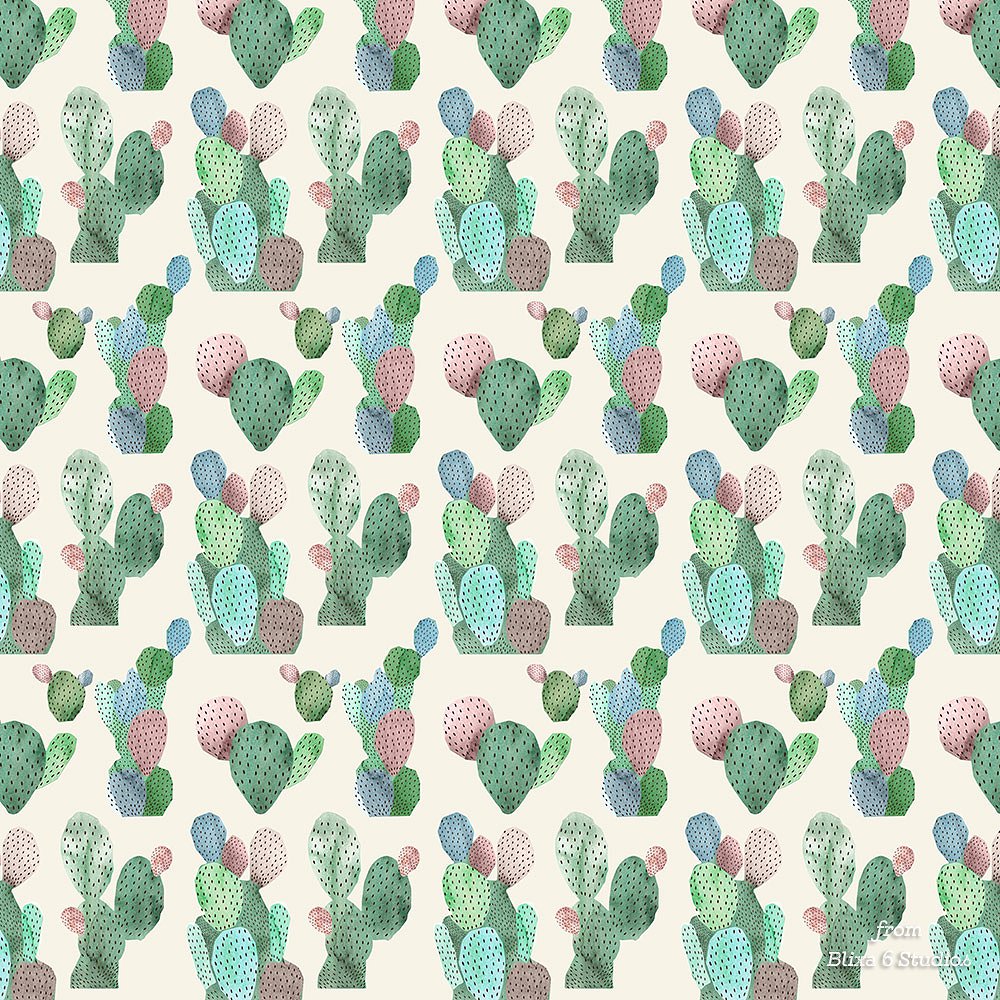 沙漠/旱地/仙人掌水彩插画图案纹理 Desert Blues Cactus Watercolors插图(3)