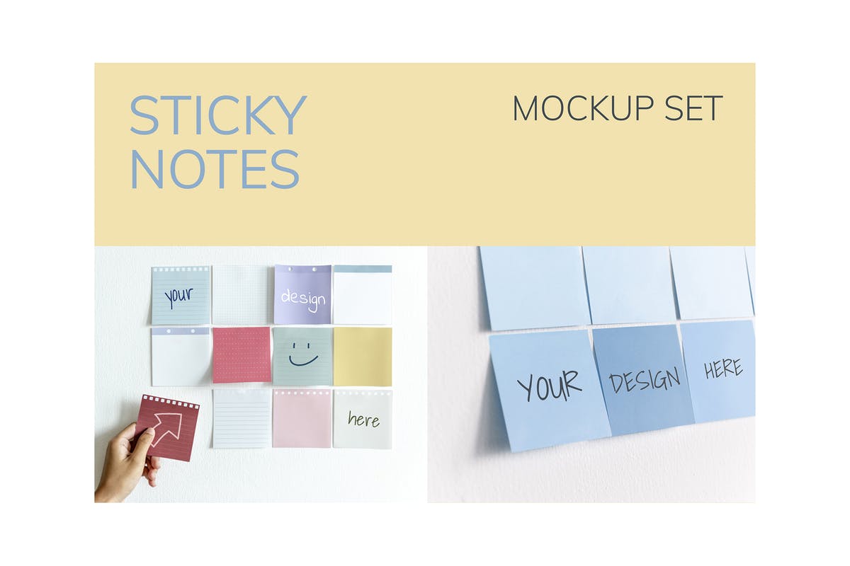 办公专用便利贴便签样机模板 Paper Note Mockup插图