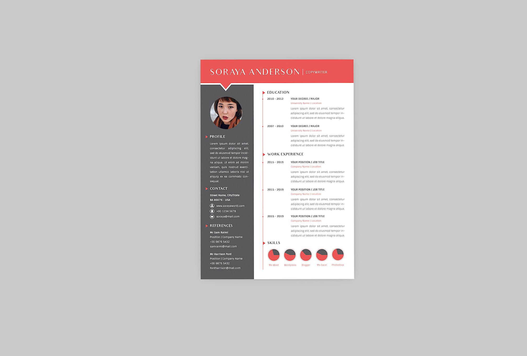 文字编辑职位素材库精选简历模板 CopyWriter Resume Designer插图(2)