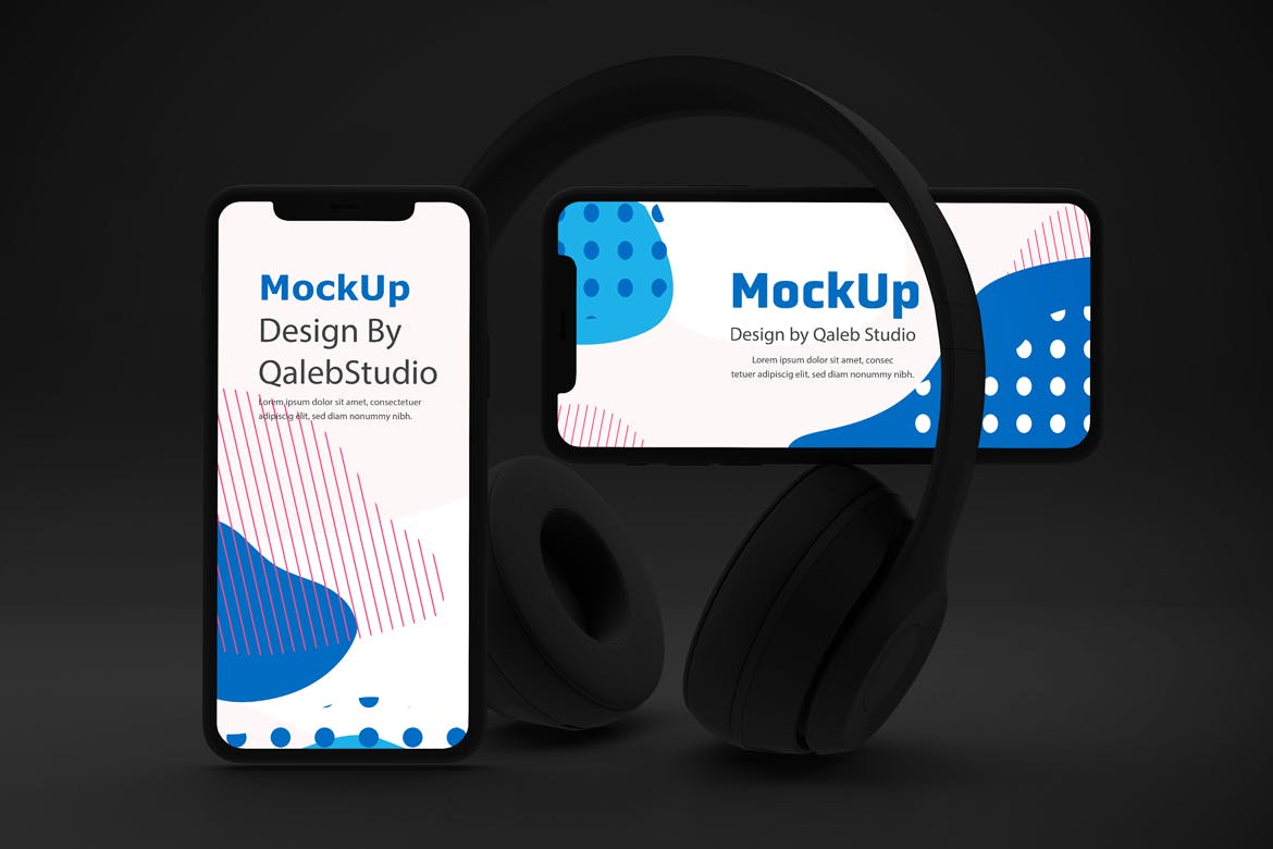 深色背景iPhone音乐APP应用UI设计效果图素材库精选样机 Dark iPhone Music App Mockup插图(7)