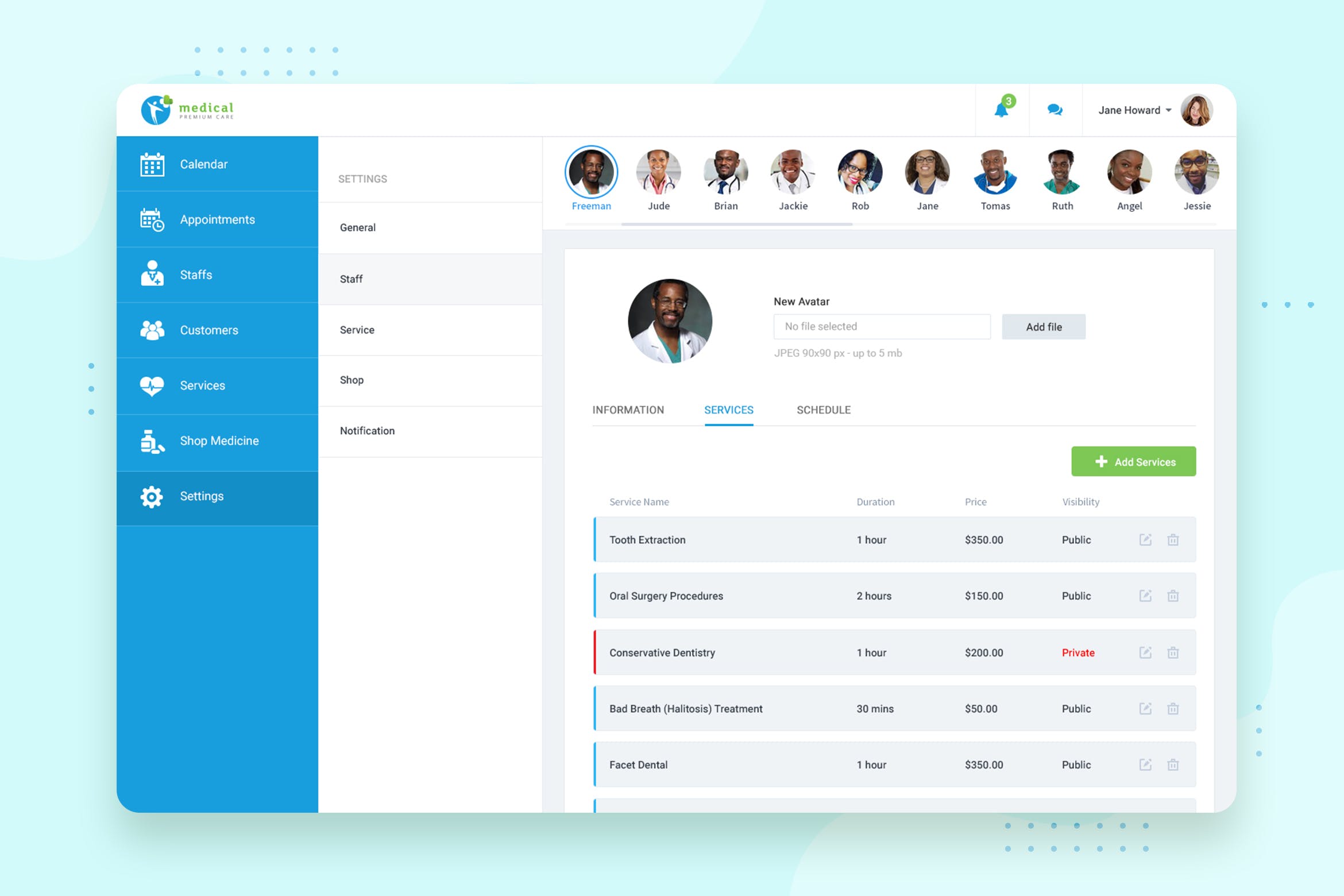 互联网+医院CRM系统后台设置界面UI设计PSD模板 Settings – CRM booking Web-based UI design插图