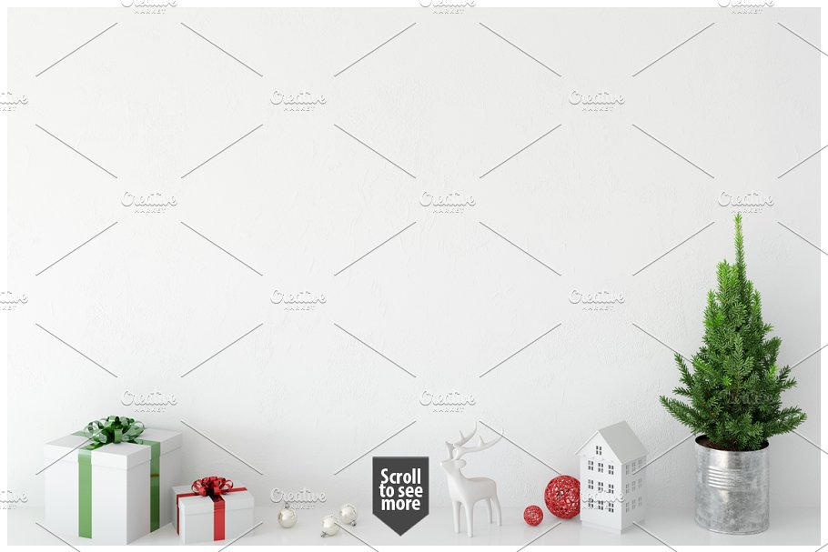 圣诞主题画框相框样机 Christmas Interiors Frame Mockup插图(3)