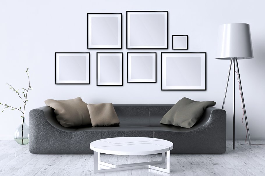 卧室&客厅相框画框样机大合集 10 x Interior Backgrounds 03插图(6)