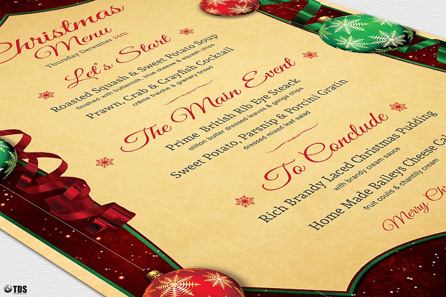 圣诞聚餐菜单PSD模板v7 Christmas Menu PSD V7插图(5)