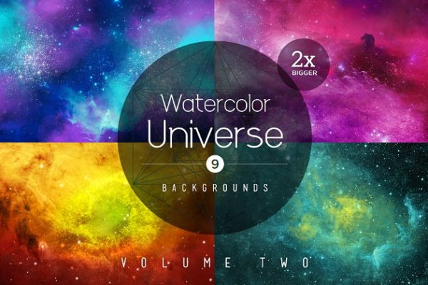 水彩多彩宇宙太空背景 Watercolor Universe Backgrounds – 2