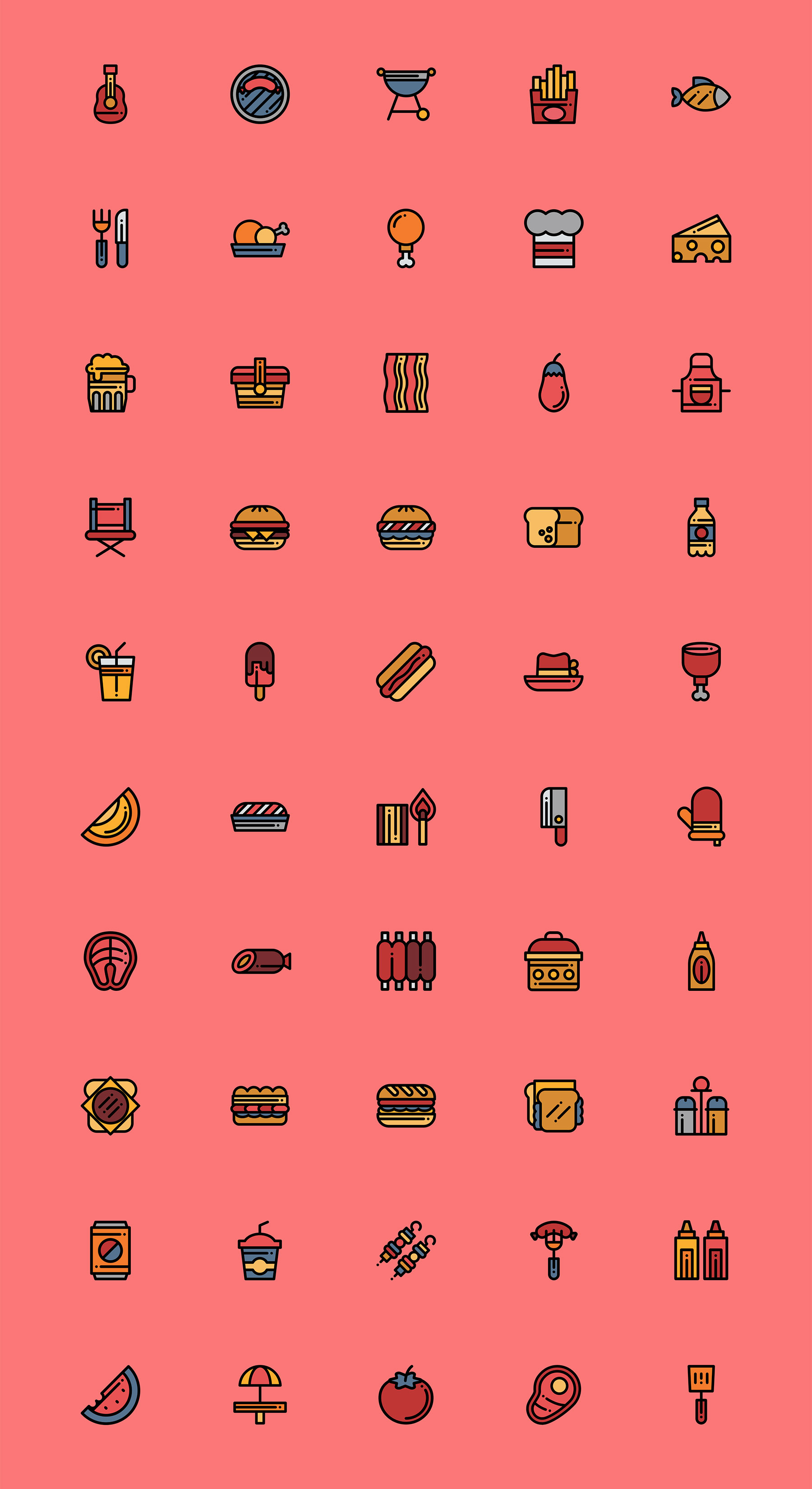 50 枚烧烤派对元素图标