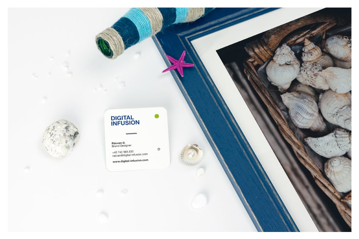 可爱清新的方形名片卡片VI样机展示模型mockups插图