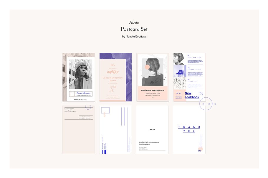 时尚生活品牌宣传小册子传单模板 Set of Postcard Flyers • Alrún插图(5)