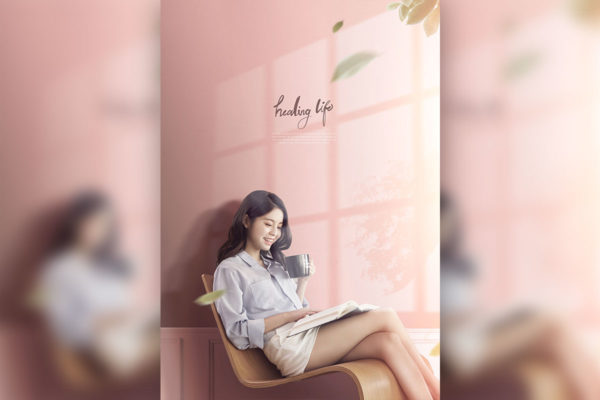 午后阳光阅读悠闲生活主题海报psd素材