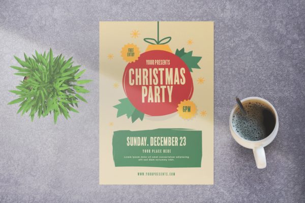 圣诞节主题活动邀请海报传单模板 Christmas Party