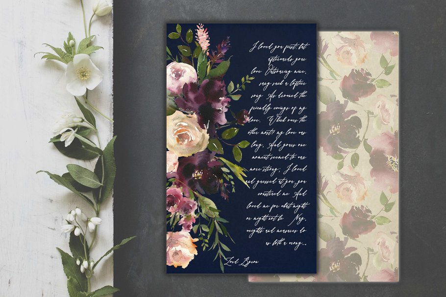 天鹅绒-水彩花卉剪贴画 Velvet – Watercolor Floral Clip Art插图(4)