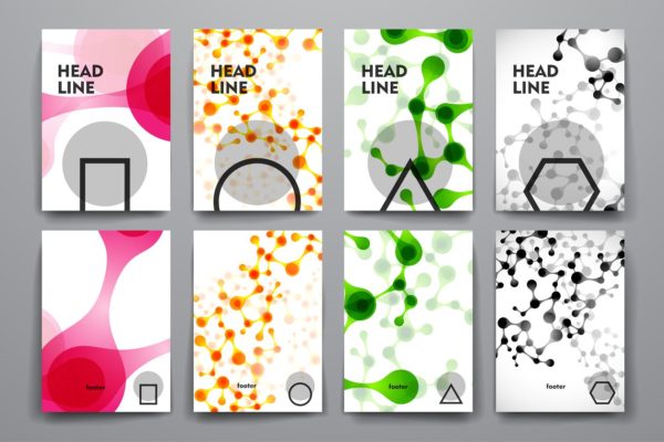 抽象分子结构背景画册模板 Molecular brochures