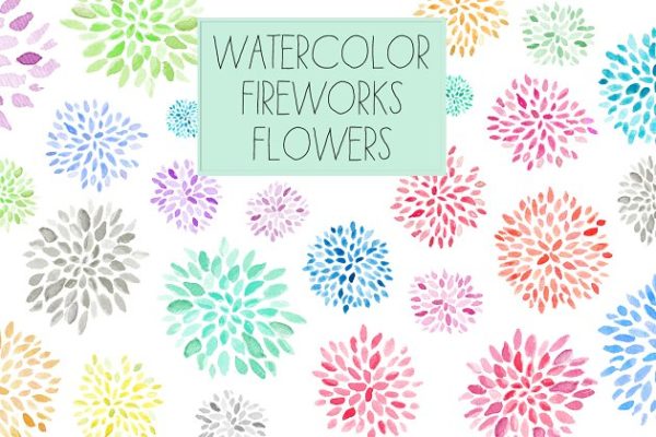 多彩火花花卉图案纹理 Fireworks Flowers