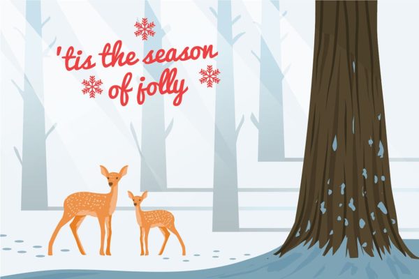 亲子活动主题梅花鹿矢量插画素材 Deer – Vector Illustration