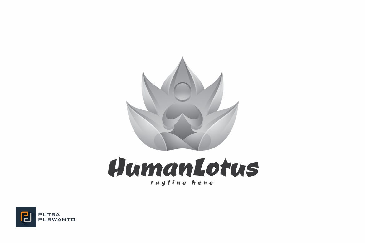 曼陀罗花佛教主题Logo设计素材库精选模板 Human Lotus – Logo Template插图(2)