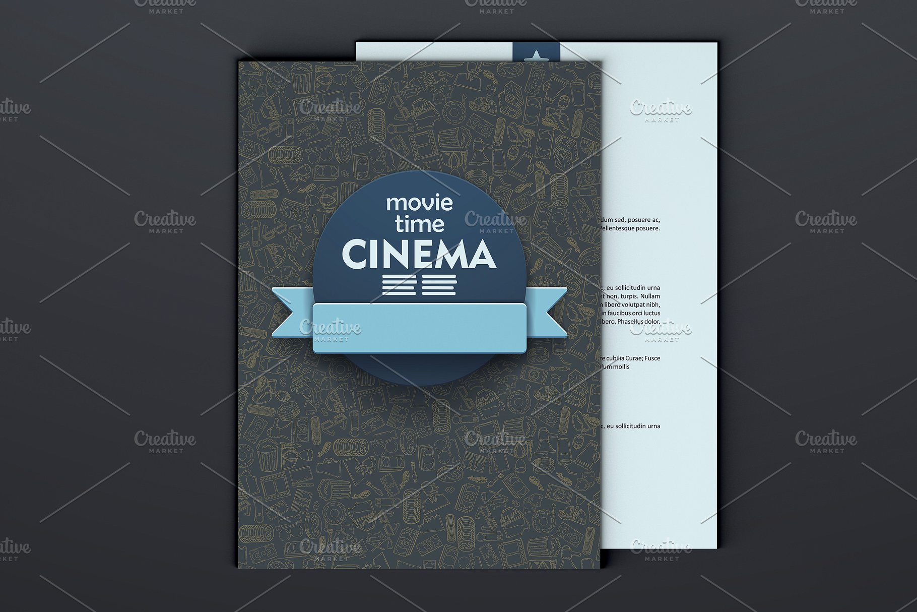 涂鸦背景影院电影宣传小册子模板 Cinema brochures. Doodle backgrounds插图(2)