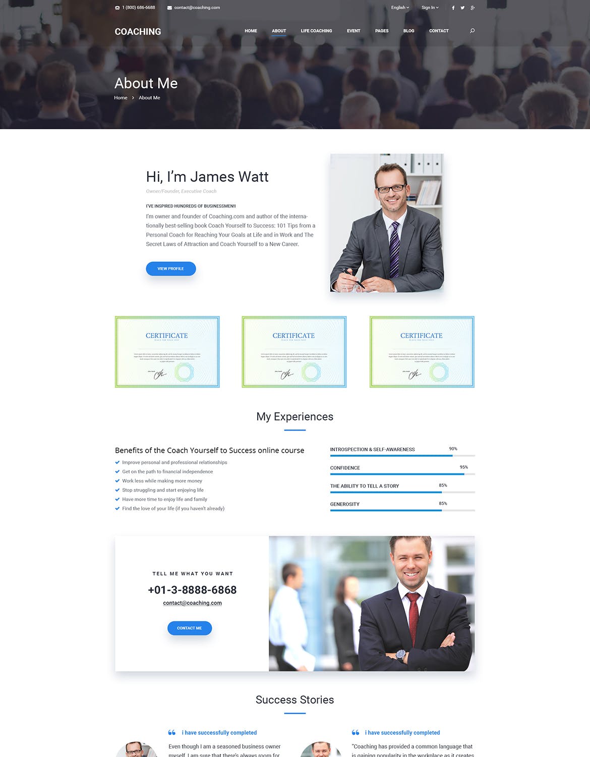 演讲会议/生活健康教练网站设计PSD模板 Coaching | Speaker & Life Coach, Health Coach PSD插图(7)