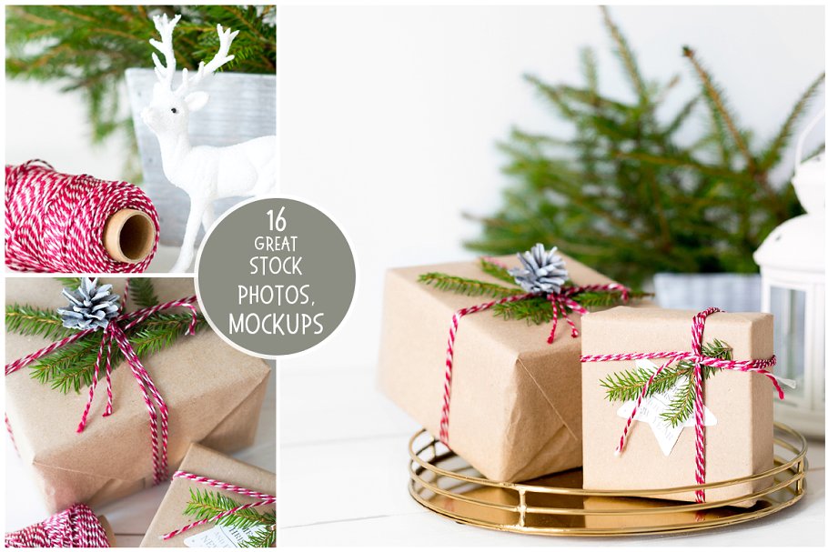 圣诞节主题照片场景样机素材 Traditional Christmas Bundle插图(1)