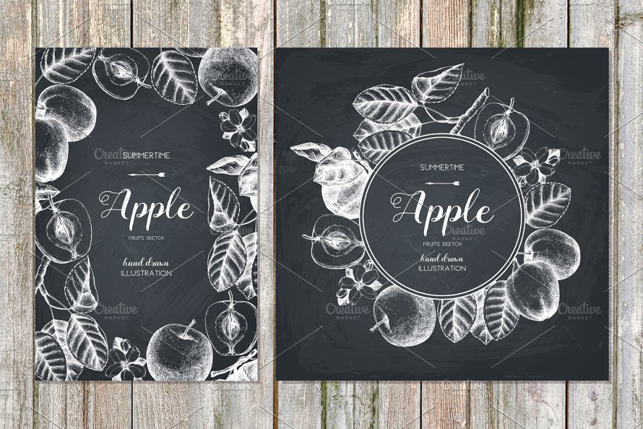 复古手绘苹果树矢量剪贴画 Vector Apple Trees Illustrations插图(3)