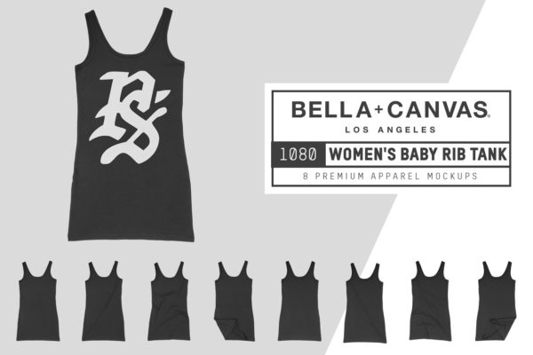 女士吊带背心服装样机 Bella Canvas 1080 Women’s Rib Tank